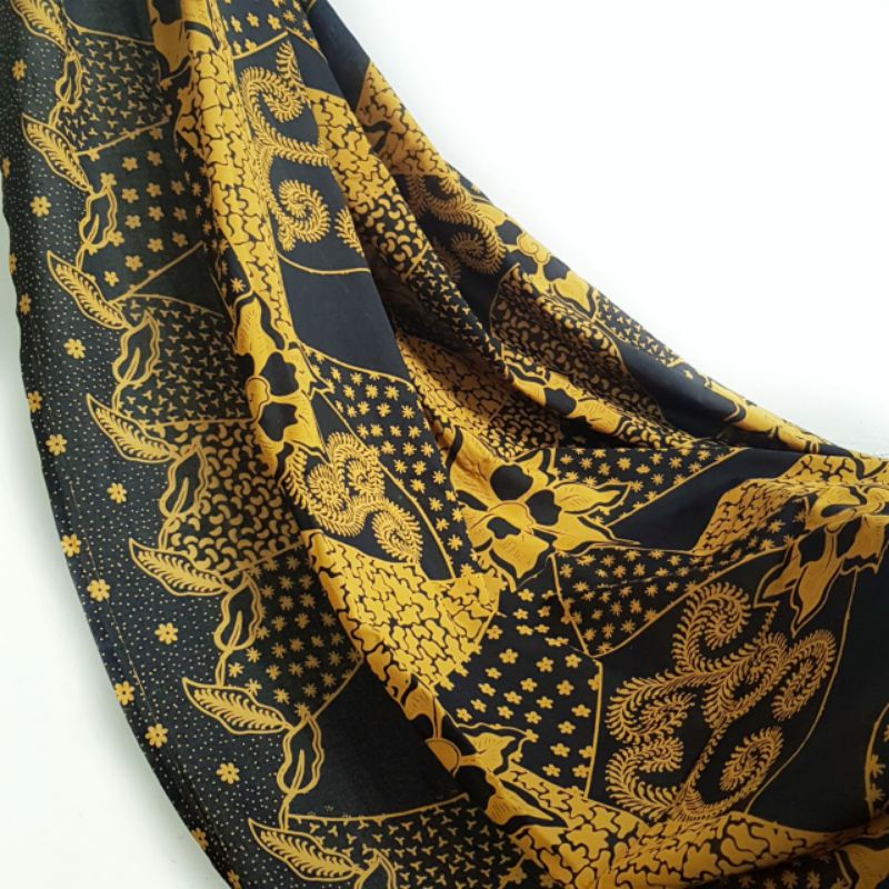 kain batik solo bahan katun motif bunga kluwer kuning
