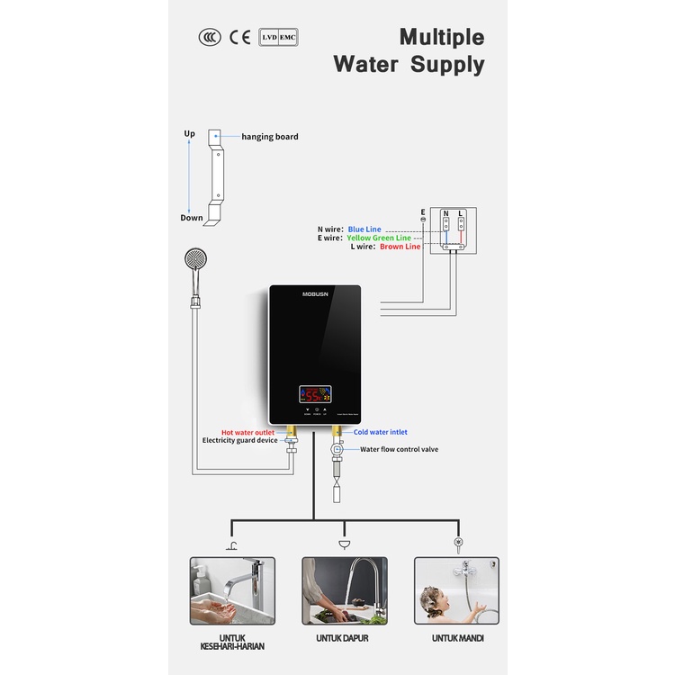 VBELL  Water Heater Instan Pemanas Air Kamar Mandi Listrik Low Watt /Water heater/pemanas air listrik /Instan water heater