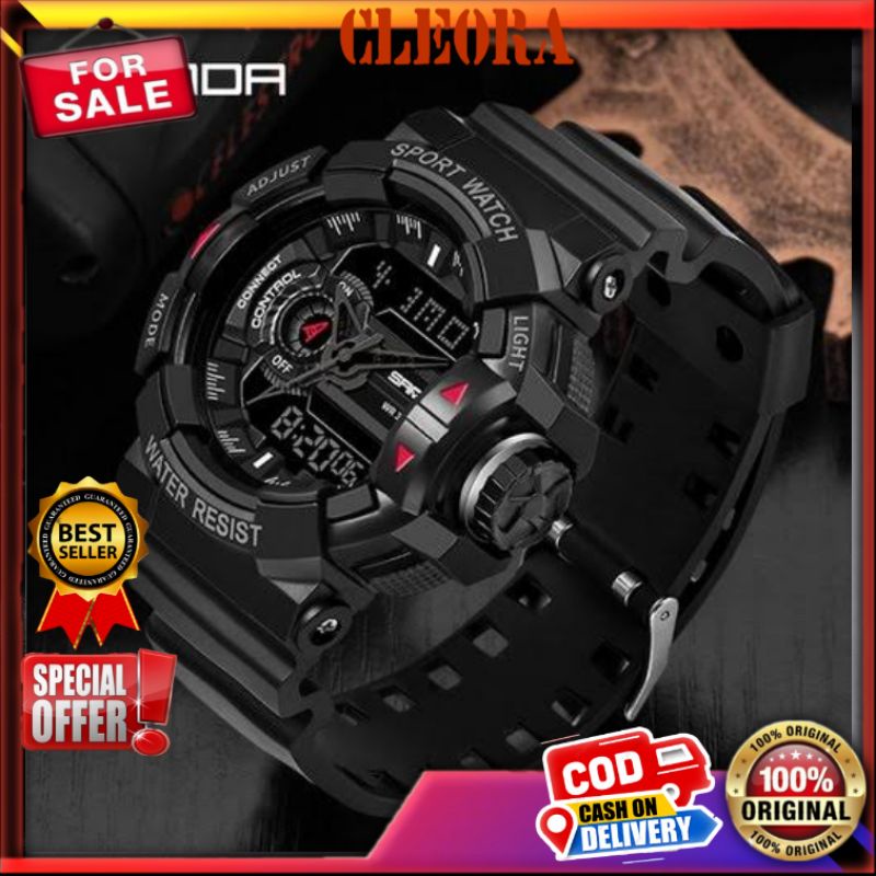 Jam Tangan Pria SANDA Outdoor Army Man Digital Analog Original Tali Rubber Chronograph Anti Air Best