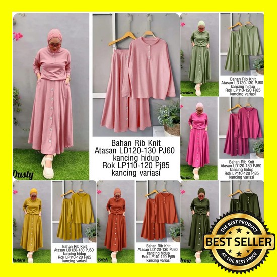 Ramdan Fashion 025 | Milly Sandrina Setcel One Set Rayon Crinkle Sleting Depan Setelan Wanita Kekini