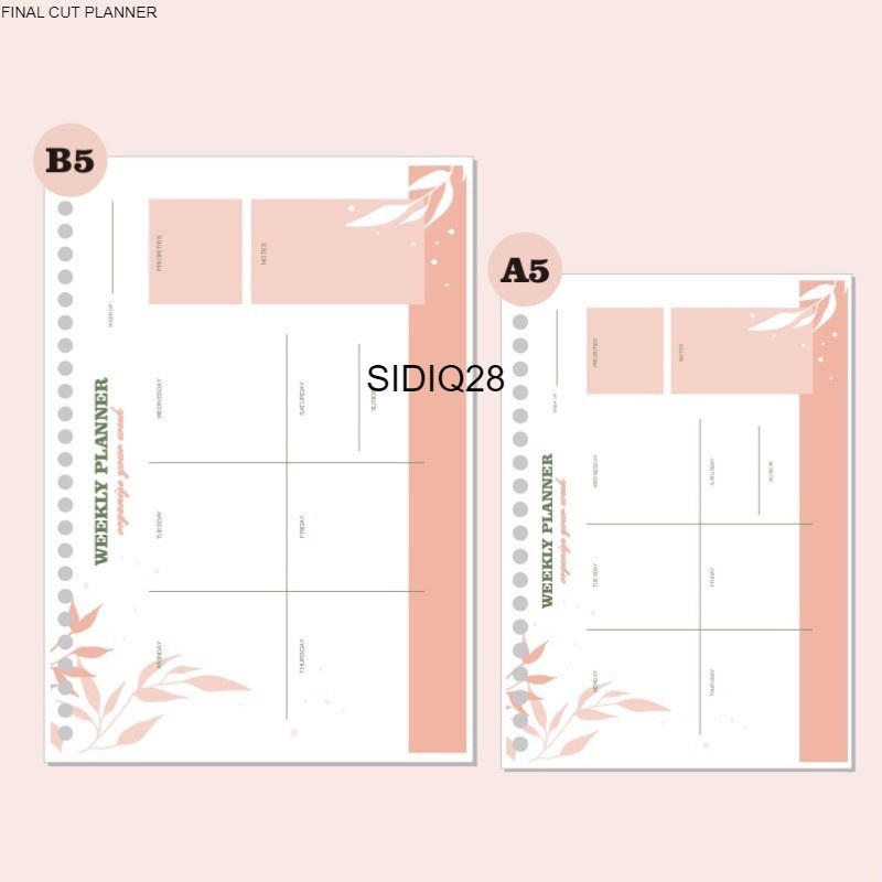 

ISI BINDER / Monthly Planner dan Daily Planner Simple Pink Pastel Edition ori Loose Leaf