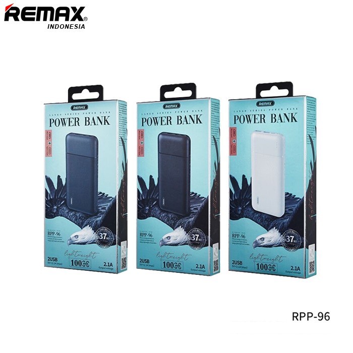 Remax RPP-96 Lango Series 10000mAh Power Bank Dual USB Output Slim PB - Hitam