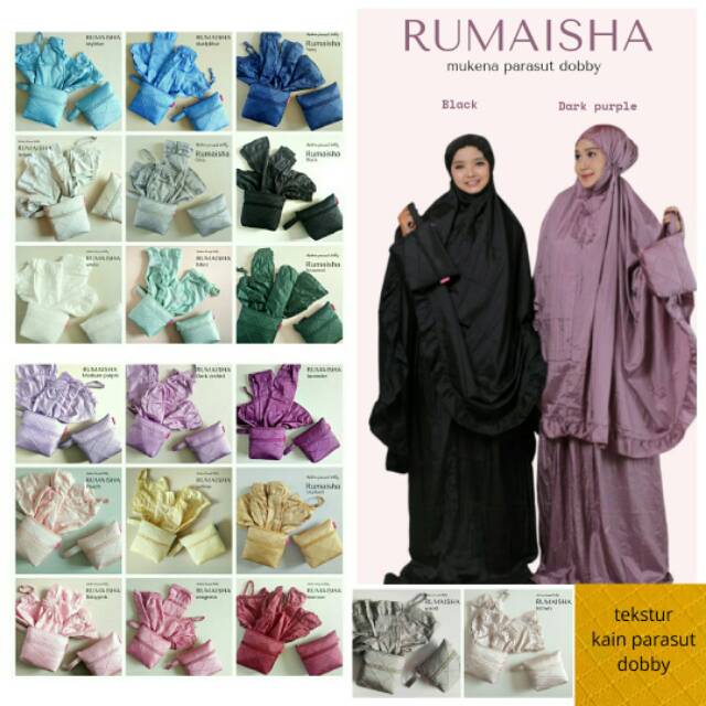 Mukena Rumaisha | Mukena Parasut Dewasa | Mukena parasut Jumbo | Mukena parasut dobby | Mukena paras