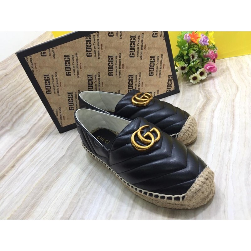 Gucci Leather Quilted Espadrilles original sepatu
