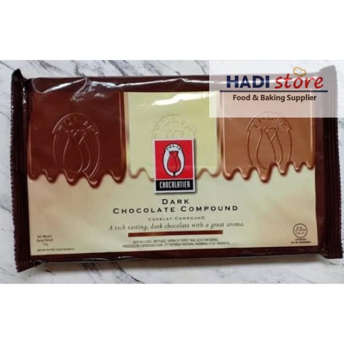 

PROMO - TULIP DARK CHOCOLATE COMPOUND (DCC) 1 KG/ COKLAT BLOK BATANGAN PREMIUM