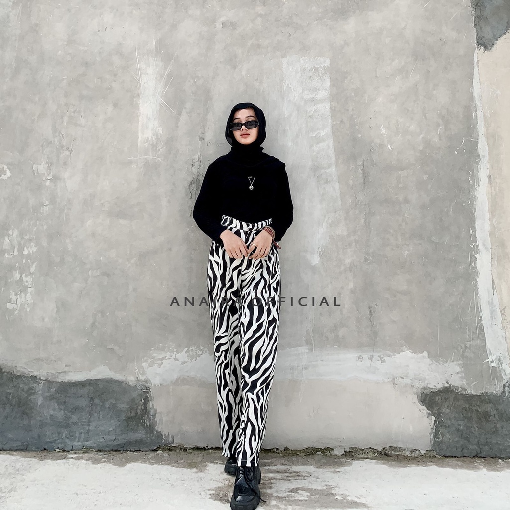 CELANA HIGHWAIST LORENG WANITA