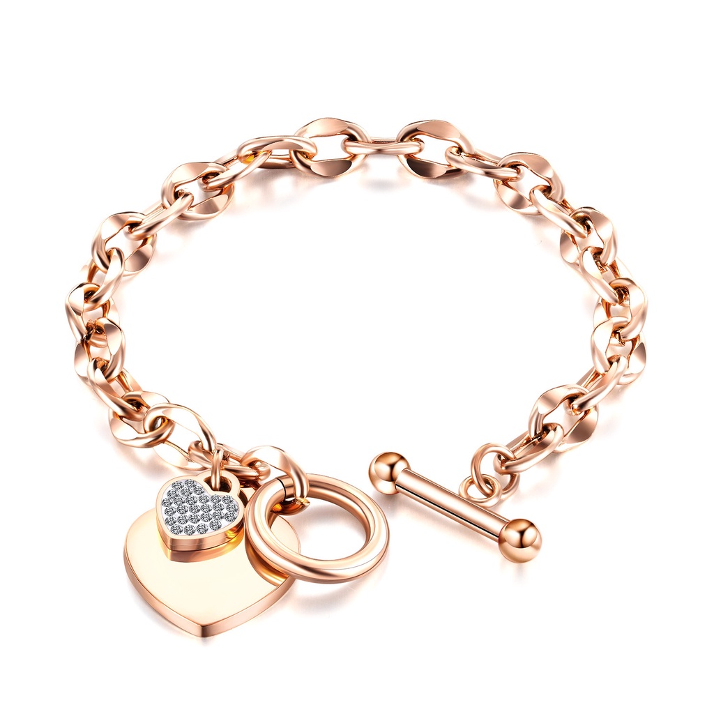 Gelang tebal love titanium korea style anti karat