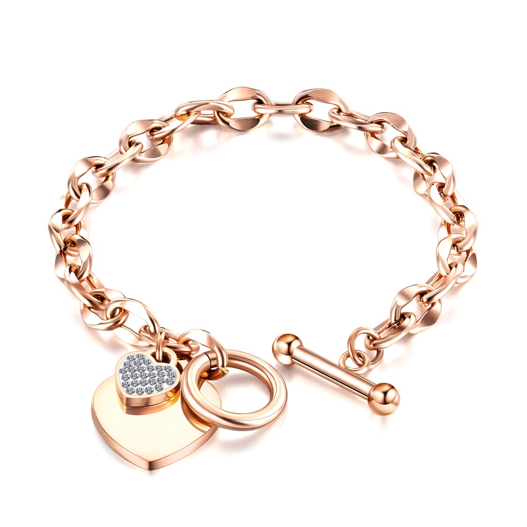 Gelang tebal love titanium korea style anti karat - ercassia