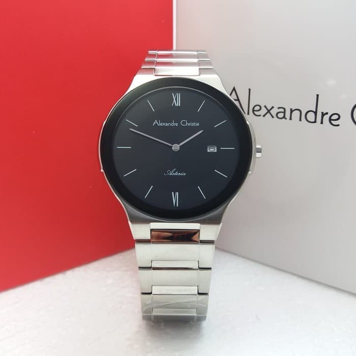 JAM TANGAN PRIA ALEXANDRE CHRISTIE AC 8612 / AC8612 SILVER BLACK ORIGINAL