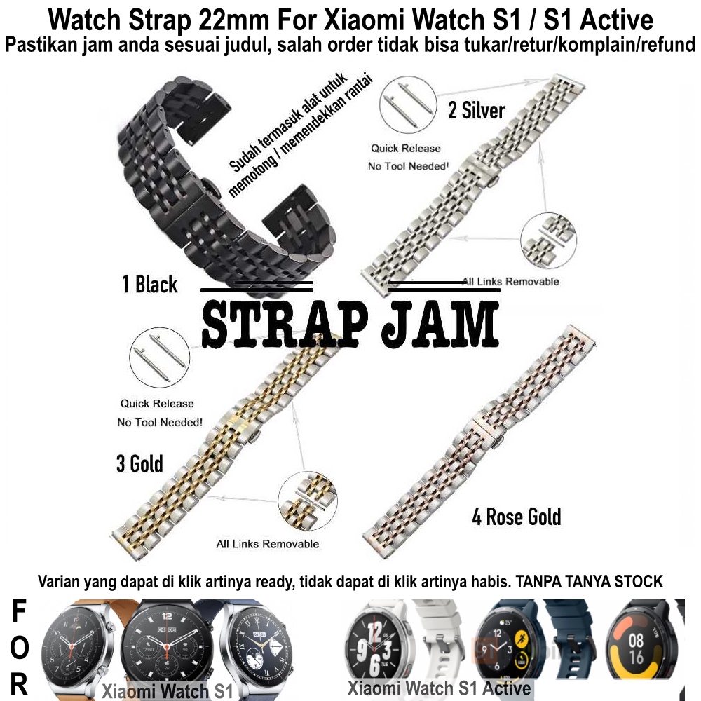 Strap Xiaomi Watch S1 / S1 Active - Tali Jam Tangan 22mm Dual Color Stainless Steel