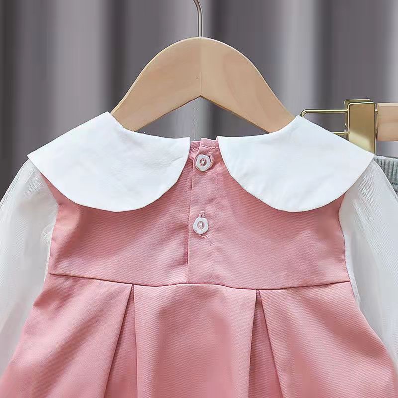 KF CAT Setelan anak perempuan import/ Set anak cewek baju kerah pita + celana legging korea casual style untuk 1 -5 tahun-4