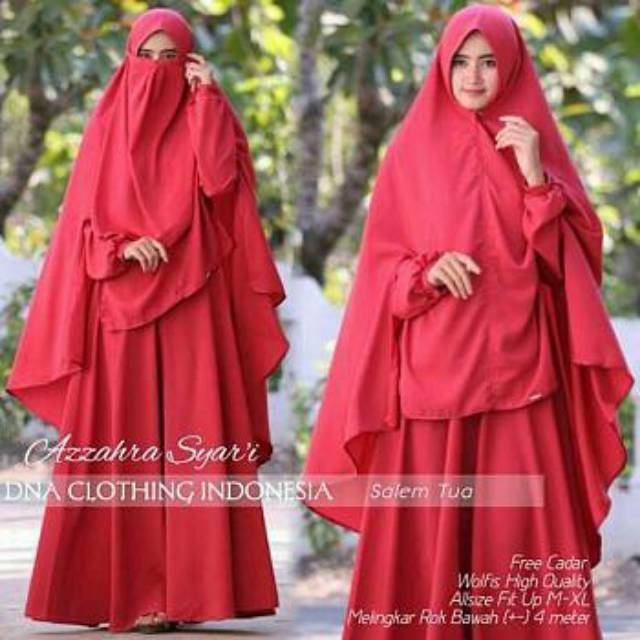 Gamis syari azzahra az zahra syar'i + khimar + cadar (niqob niqab) tulip mapel polka cleopard lime