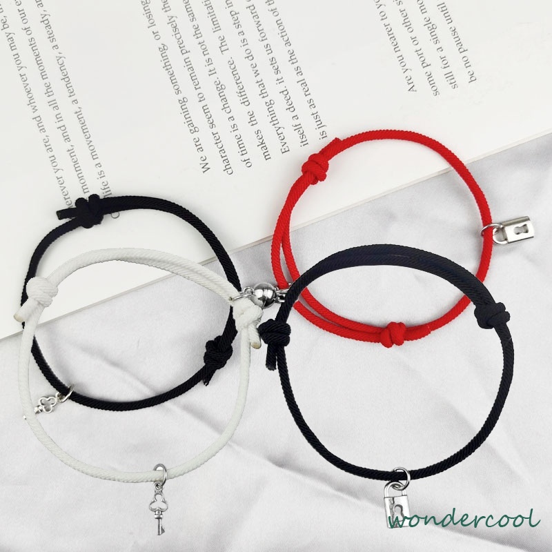 2 Pcs/set Baru Magnetik Beberapa Gelang Kunci Kunci Tali Tangan Pacar Dikepang Gelang Hari Valentine Hadiah-Won