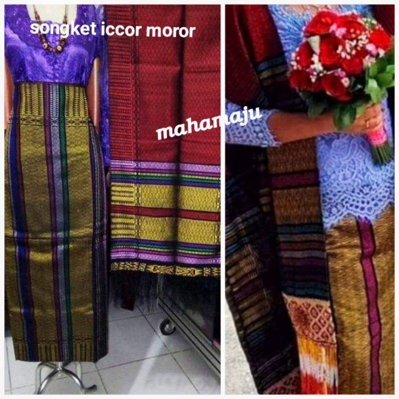 Tebal dan bagus kain songket tenun bersambung selendang lengkap sirat