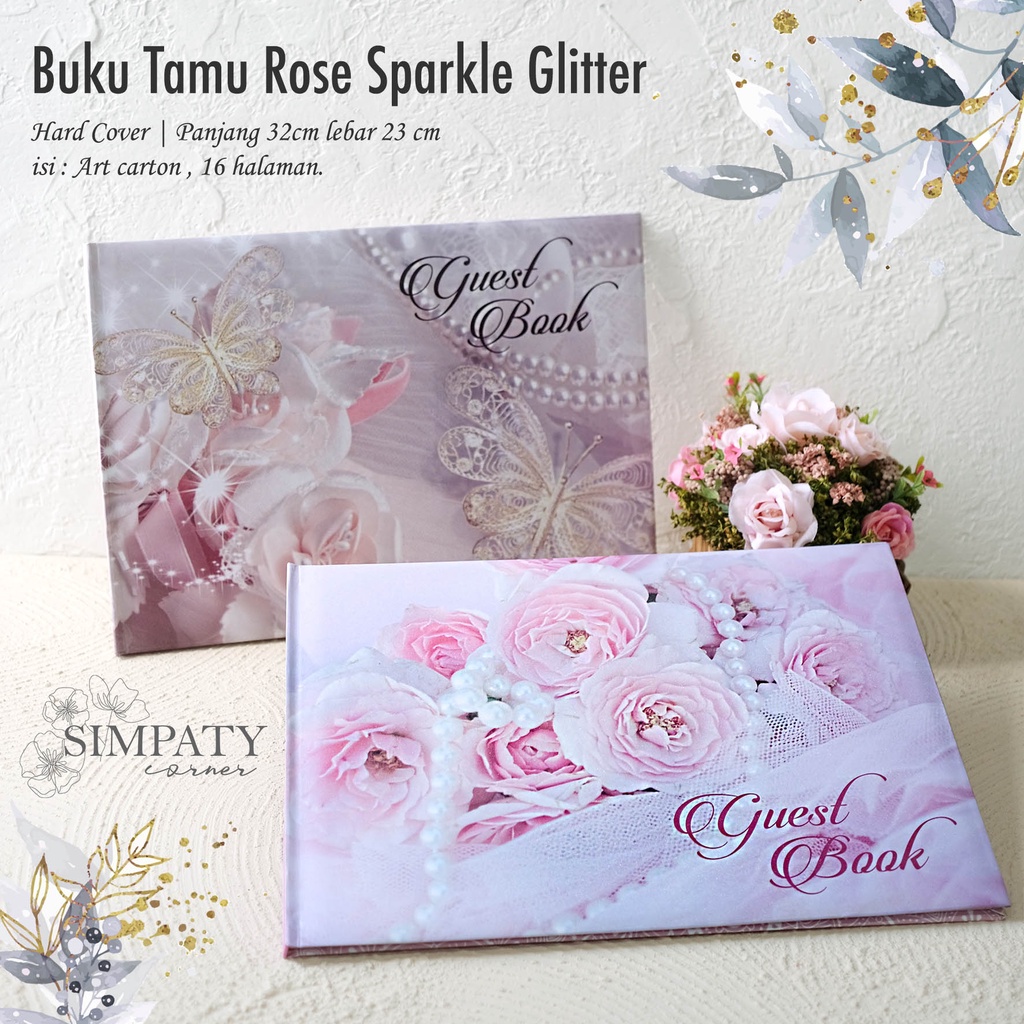 

NEW!!! Buku Tamu / Guest Book / Buku Tamu Flower Rose Glitter Simpaty