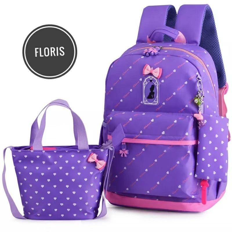 Tas Anak Perempuan Set 3in1 Backpack Sekolah TK SD Barbie