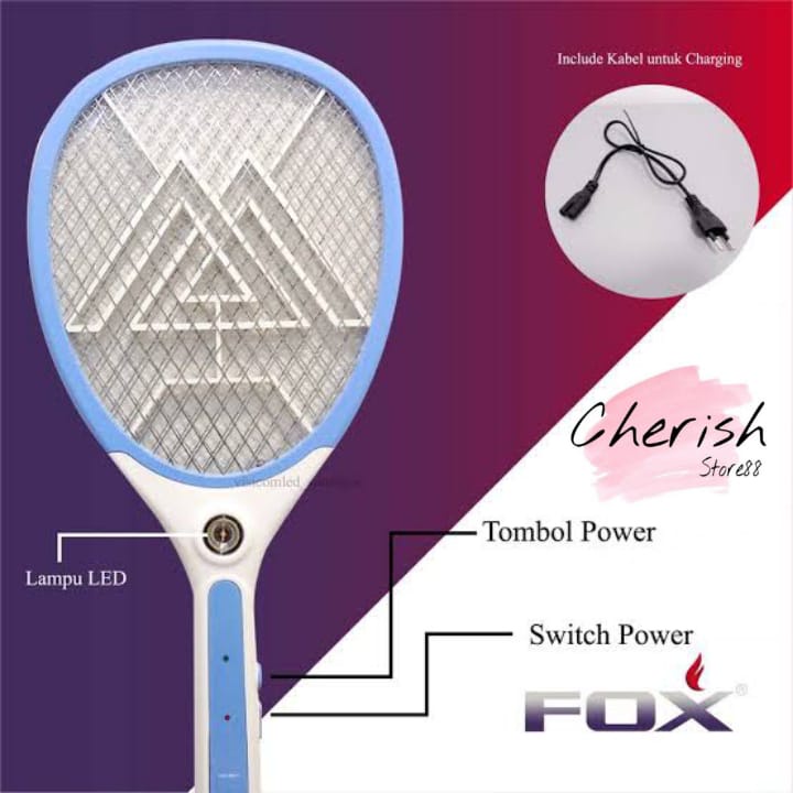 Raket Nyamuk Fox GE1701 GE1713 Raket Nyamuk Elektrik+Senter