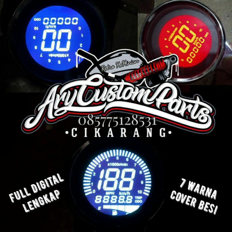 Speedometer bulat digital variasi,,bisa semua motor cover besi cb100 rx king japstyle caferacer