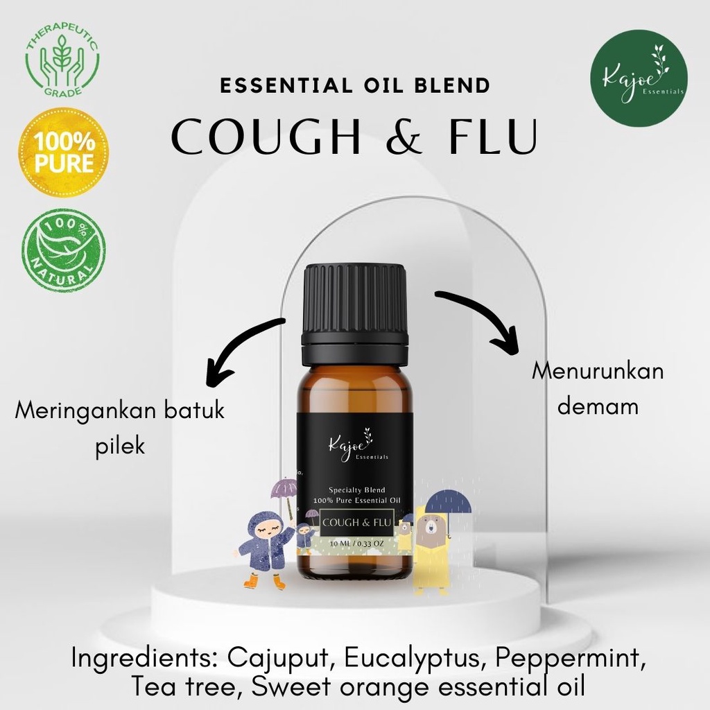 KAJOE COUGH&amp;FLU Essential Oil Blend Diffuser Minyak Esensial Atsiri Aromaterapi Batuk Pilek