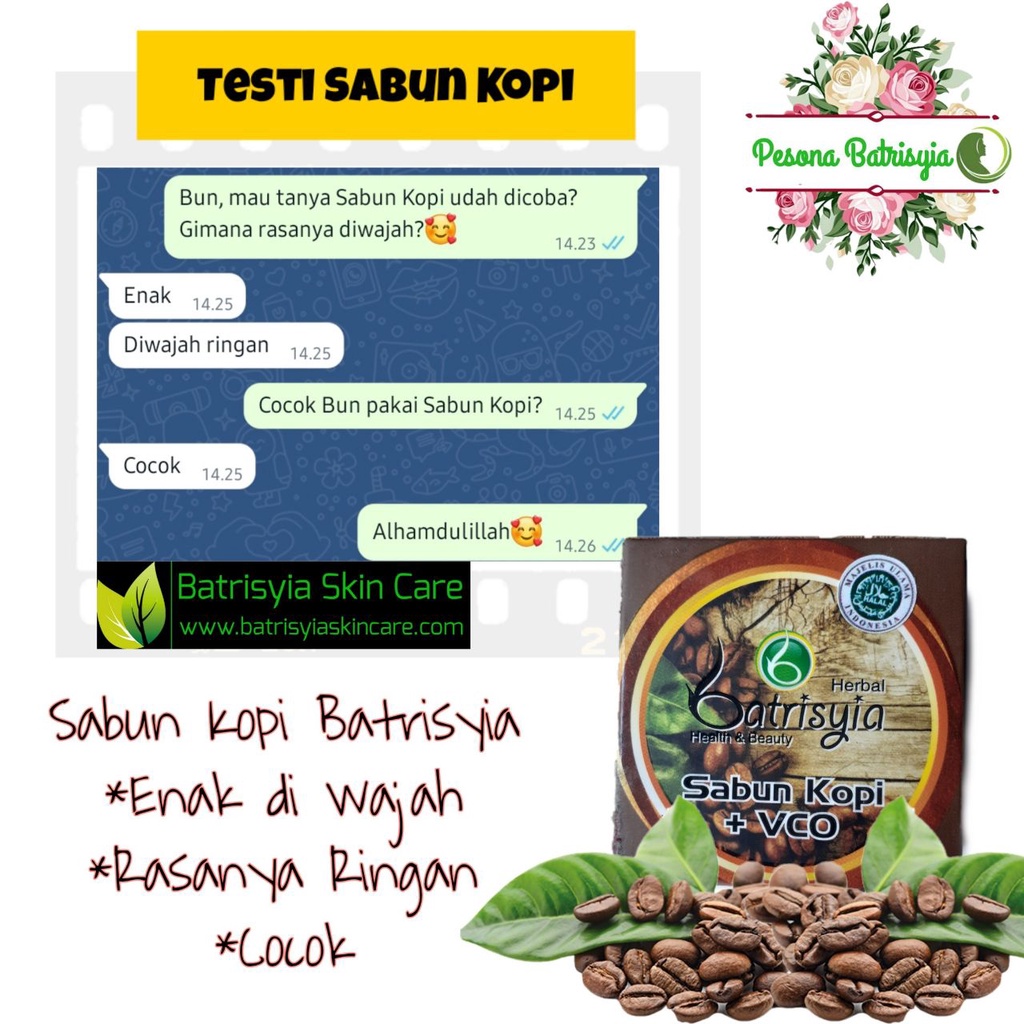 Sabun kopi with VCO Batrisyia Herbal untuk Flek noda hitam membandel coffe soap