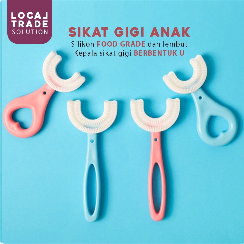 [2 - 12 Tahun] Sikat Gigi Anak Bentuk U Bahan Silikon Tooth Brush Baby Silicon Type U 360 Derajat