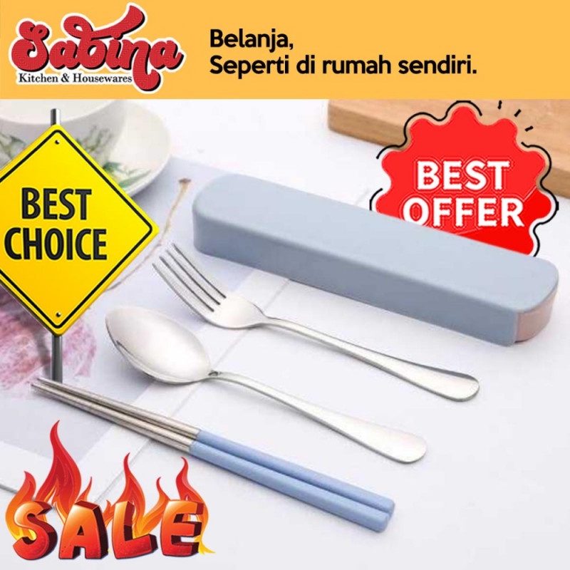 Sendok Set Garpu Sumpit Alat Makan Spoon Travel Stainless Cutlery