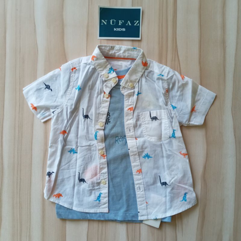 Set kemeja kaos mothercare SALE motif dino untuk anak cowok