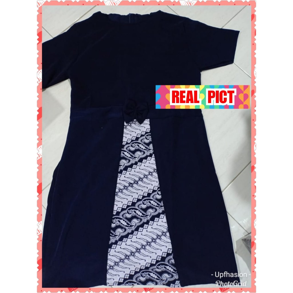 TERMURAH DRESS COMBI BATIK / NAVY / MAROON / TERBARU/TERPOPULER/TERLARIS/KONDANGAN/TERMURAH