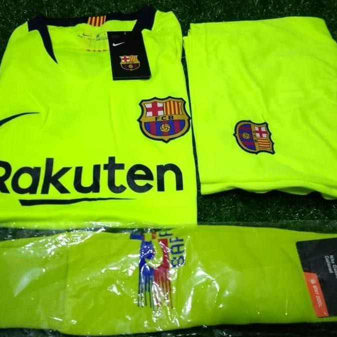 PR00M000 1 SET DEWASA Jersey Baju Celana Kaos Kaki Barcelona_ Away Barca_ 18/19 Murah