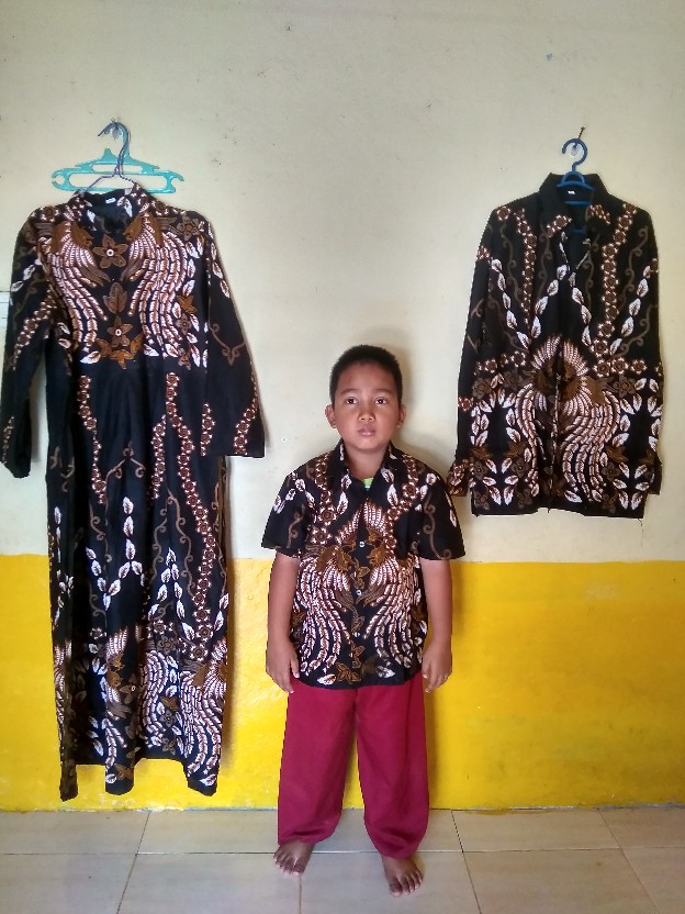 Batik Couple Keluarga Sania Ruffle Ori Ndoro Jowi Dnt - Motif Manuk Rantai Kuning