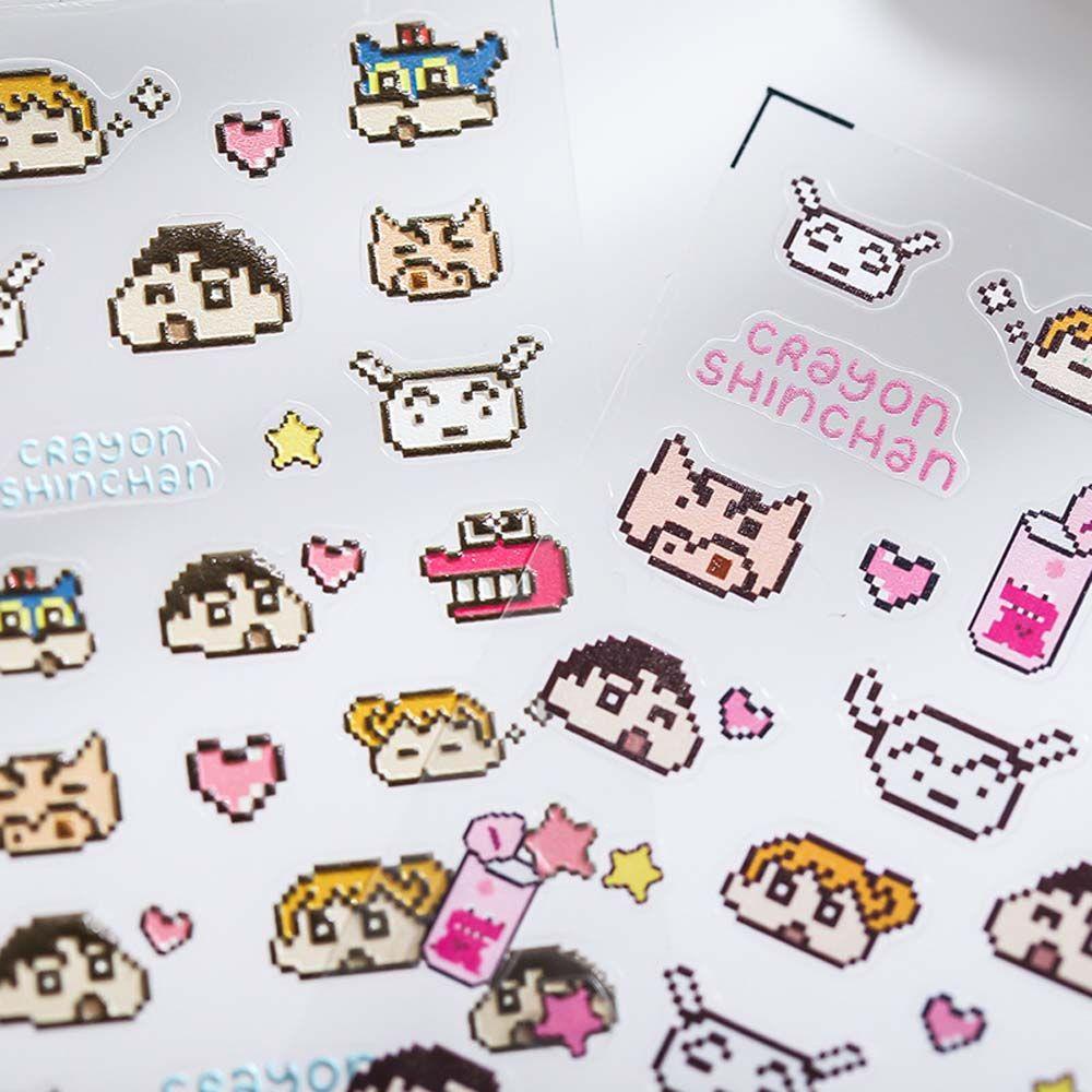 [Elegan] Kartun Stiker Kuku Wanita Relief Crayon Shin-chan Kodok Sirkus Badut Perekat Diri Nail Art Dekorasi