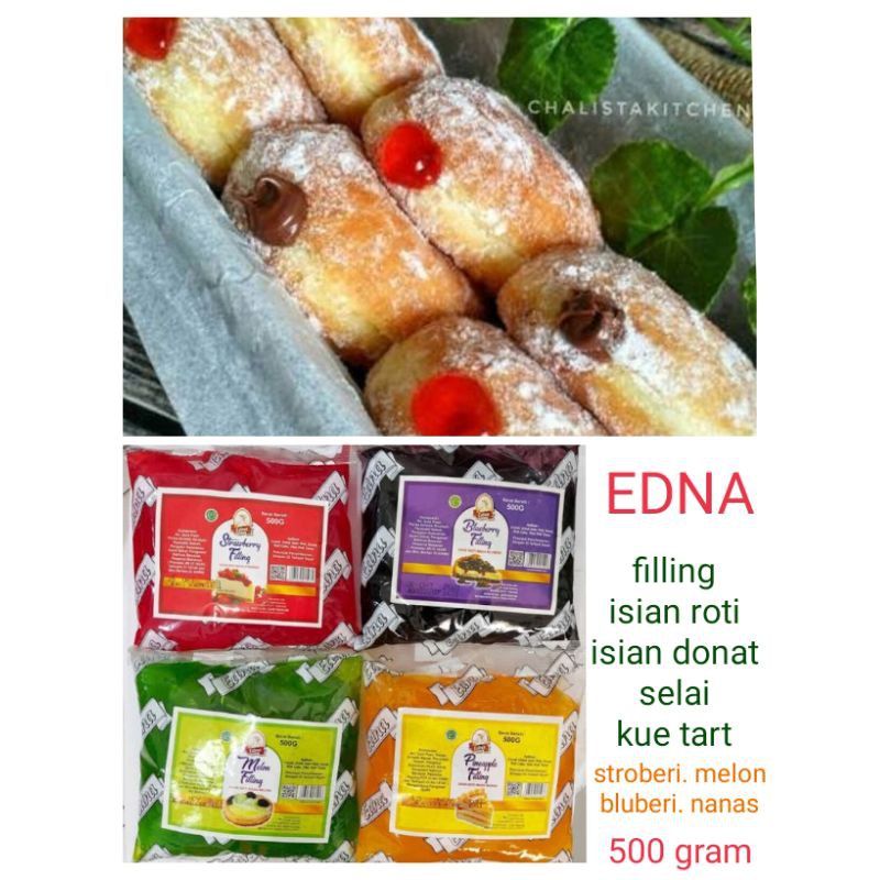 

isian donat bomboloni kue roti edna filling rasa buah 500 gram kemasan original