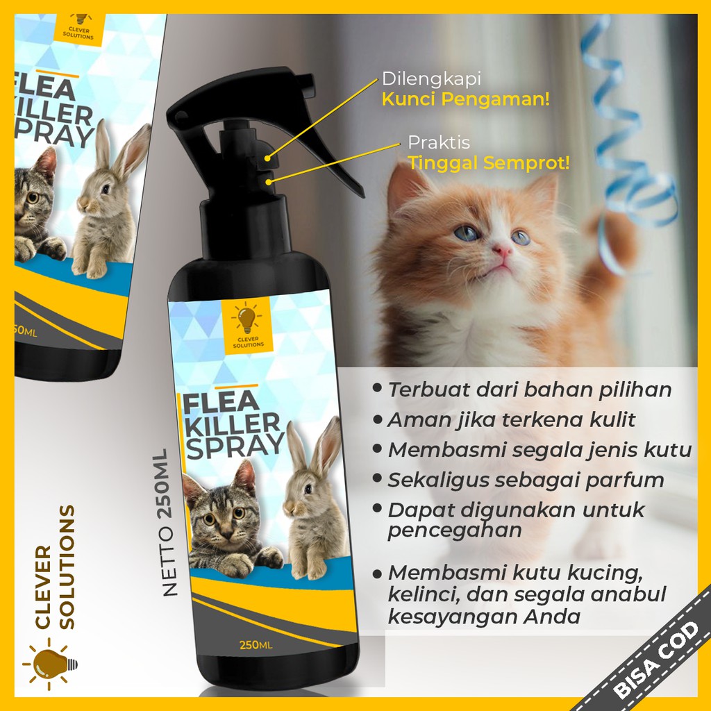 Obat Anti Kutu Kucing Kelinci Anabul Pembasmi Kutu Kucing Aman Ampuh Anti Flea FLEA KILLER REMOVER