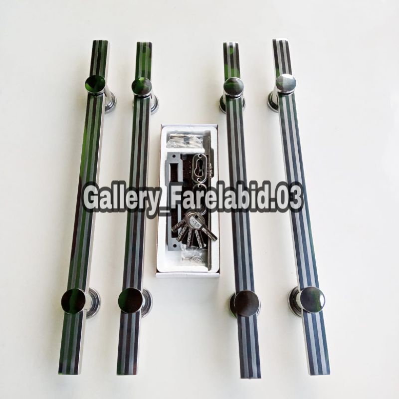 Full Set Handle Pintu Rumah Stainless Steel 60 Cm Set Body Kunci Gagang Pintu Rumah Modern 45 Cm Set Bodi Pelor Pegangan Pintu Kupu Tarung Besar 33 Cm Tarikan Pintu Rumah Utama Minimalis