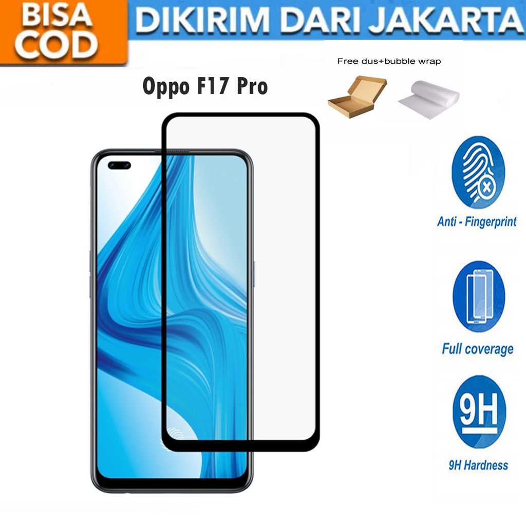 Tempered Glass Oppo F17 Pro Full Cover / Full Screen Protector Anti Gores