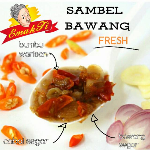 

Sambal EmakTi ® bawang extra 170g,isi 131g,level sedang,extra gurih bawang. Emak Ti