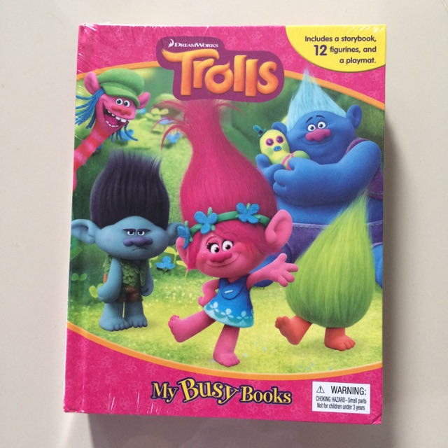 Trolls busy book buku mainan figurine figur film trolls miniatur poppy