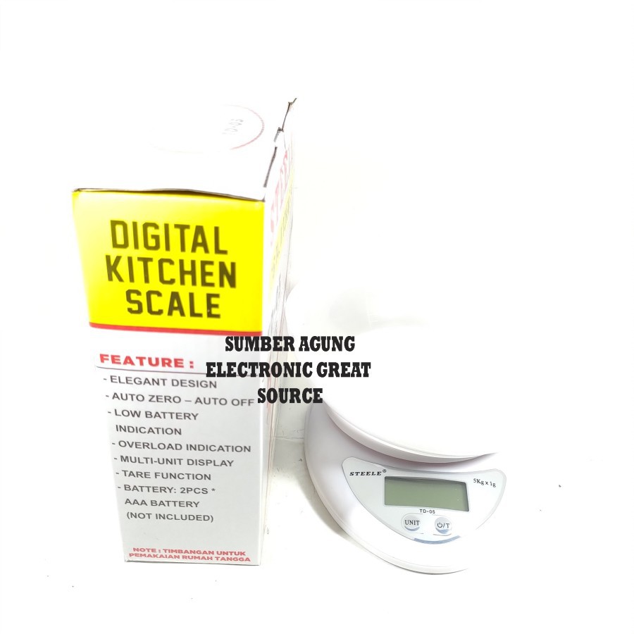 Steele Timbangan Digital Mangkok TD05 5kg Digital Kitchen Scale Untuk