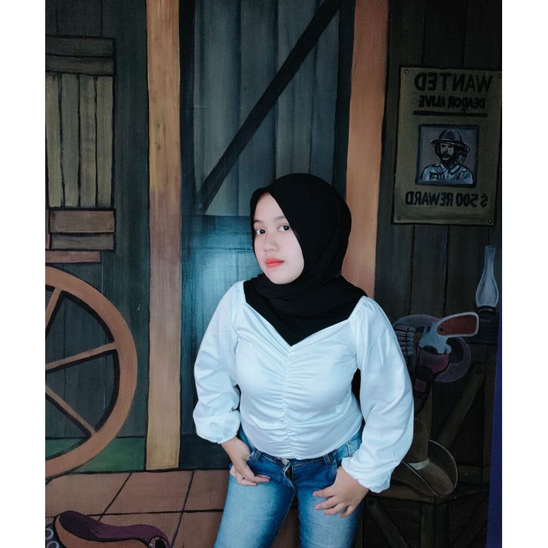 BAJU SABRINA BAJU ATAS WANITA  BLOUSE SABRINA ALEXANDRA VELVET-1