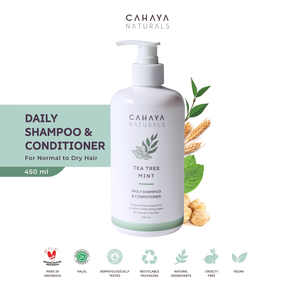Jual Tea Tree Mint Daily Shampoo & Conditioner 450ml Cahaya Naturals