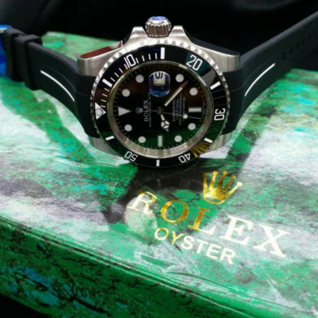 Jam Pria Rolex Submariner Automatic Clone Rubber Strap