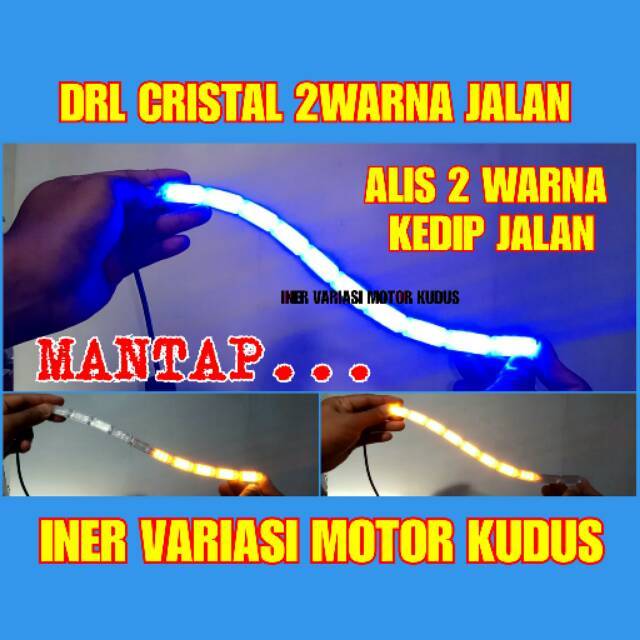 Lampu drl alis 30cm cristal 2warna running kristal crystal ivm iner variasi motor kudus