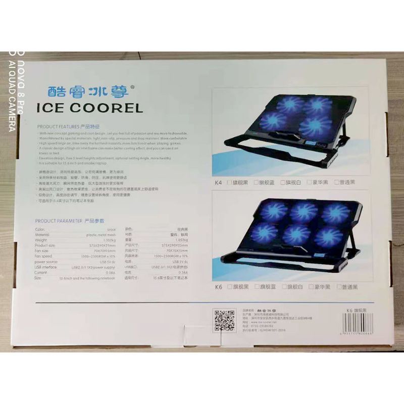 Cooling Pad Laptop 6 Fan - K6 - Black