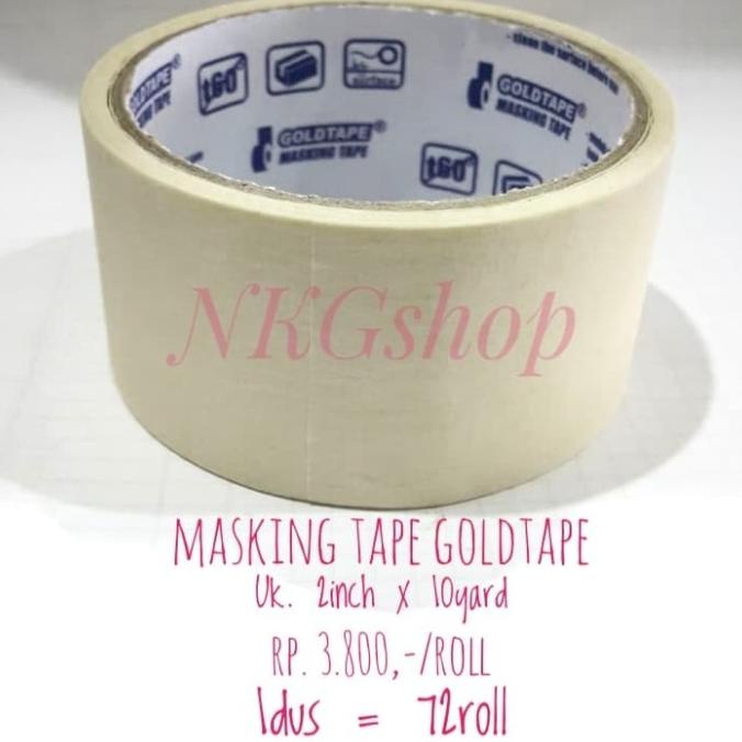 

Masking tape/Lakban kertas Goldtape 2inch x 10yard (1dus = 72roll)