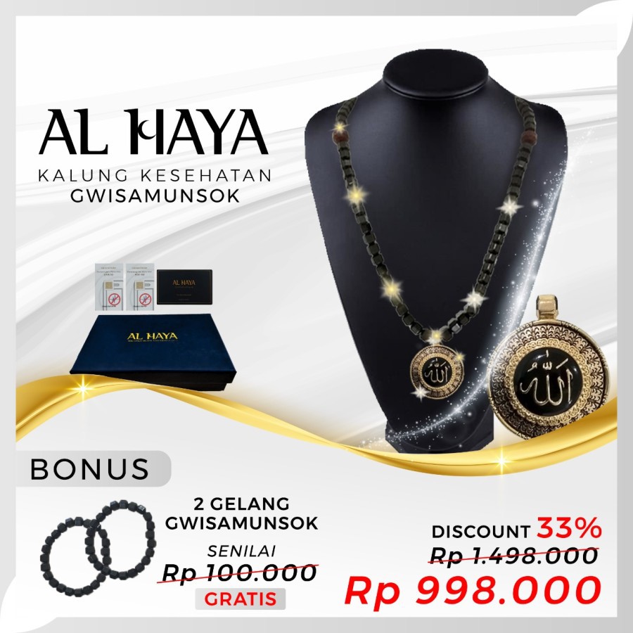 AL HAYA Kalung Kesehatan Terapi dan Relaksasi Lapis Emas 18K - Asli Gwisamunsok Korea - 2 Anti Radia