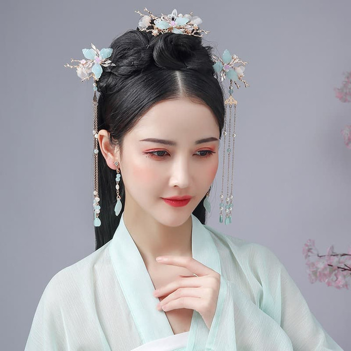Set Hairpiece Tusuk Konde Tradisional Pengantin Cina Aksesoris Rambut