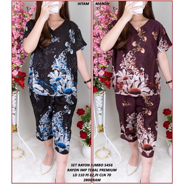 ✨Setelan Bunga-bunga Rayon Wanita|Setelan dirumah|Setelan Jumbo|Lokal