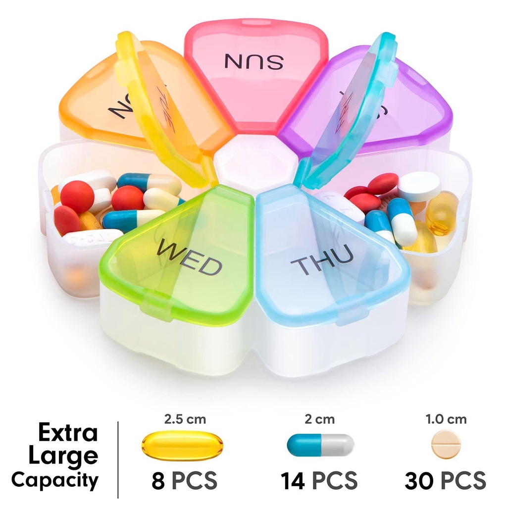 Wonder Pill Box 7hari Kotak Penyimpanan Travel Organizer Tempat Tablet