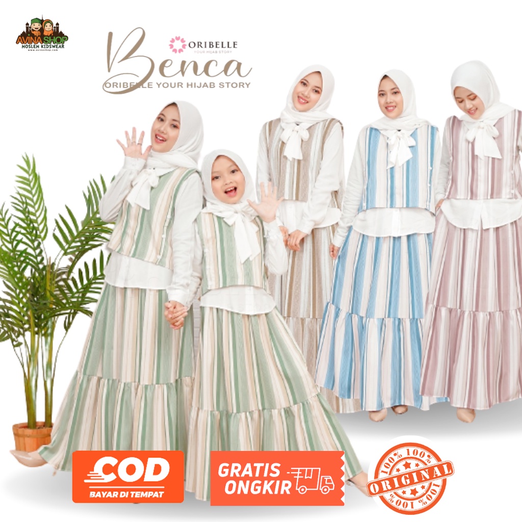 BENCA BY ORIBELLE Kids Setelan Baju Muslim Anak dan Remaja Perempuan / Setelan Blouse Rok Vest by or