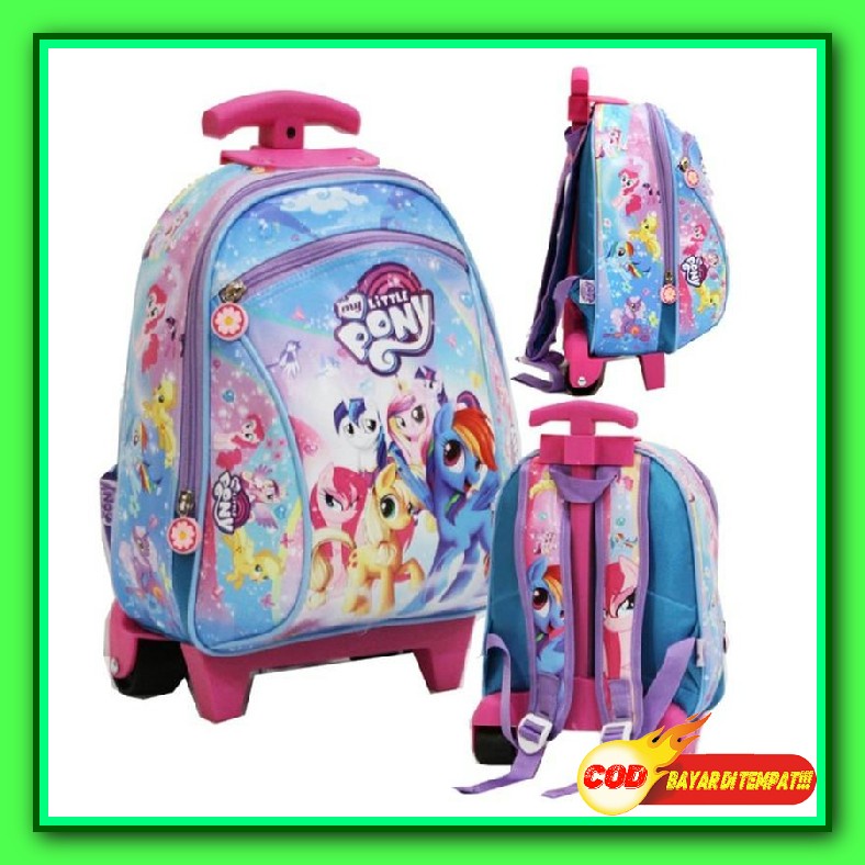 Smart Tas Dorong Sekolah Tk Trolley Anak Perempuan Motif Timbul Lol Tanduk Tas Roda Dorong Troley Tk